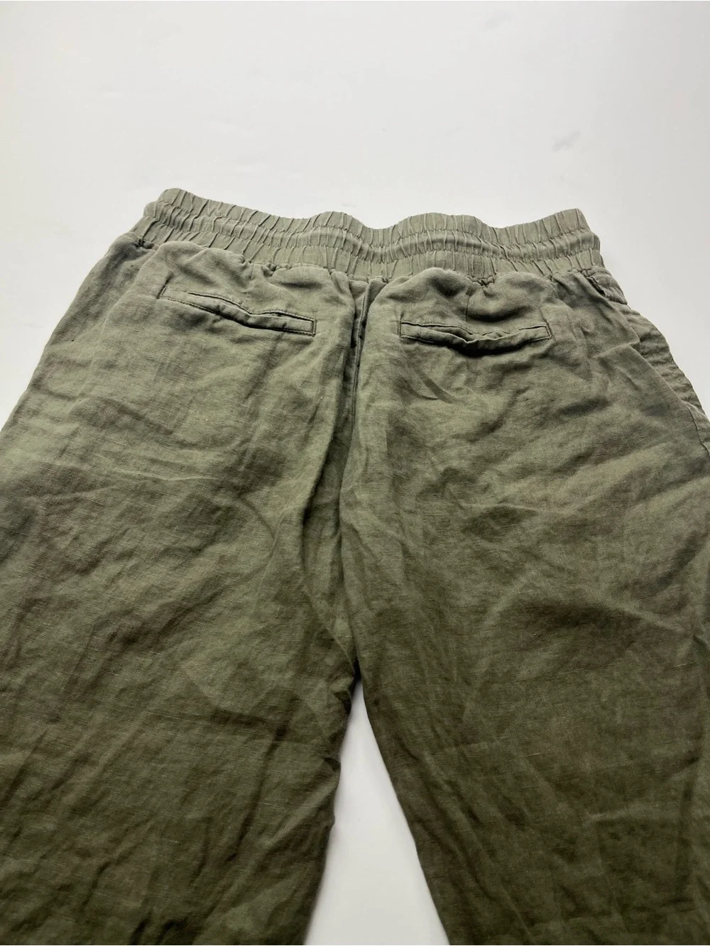 Quince 100% European Linen Wide Leg Pants Bayberry Green Womens Small Pull-on